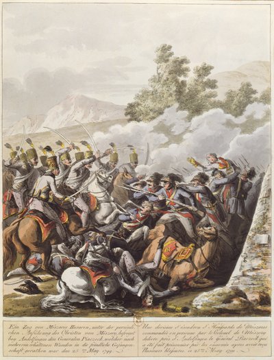 Un incidente durante le guerre rivoluzionarie francesi in Svizzera il 25 maggio 1799 ad Andelfingen, c.1800 da Austrian School